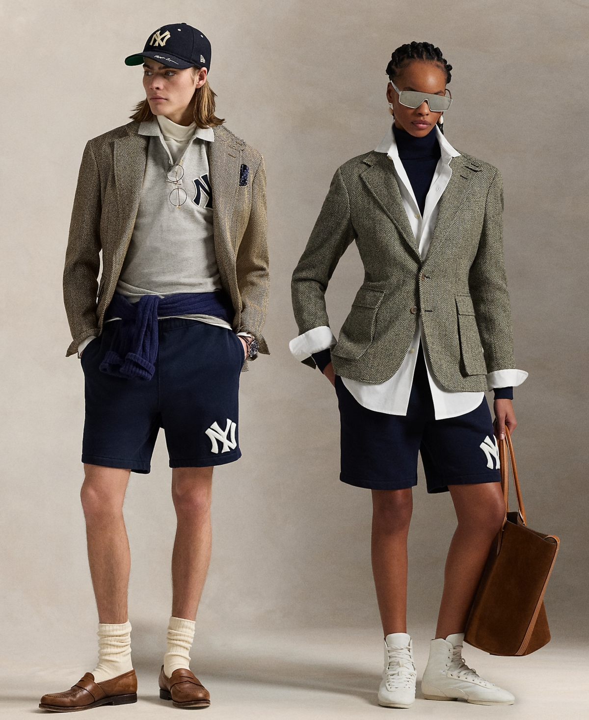 Polo Ralph Lauren Unisex Yankees Fleece Shorts In Aviator Navy