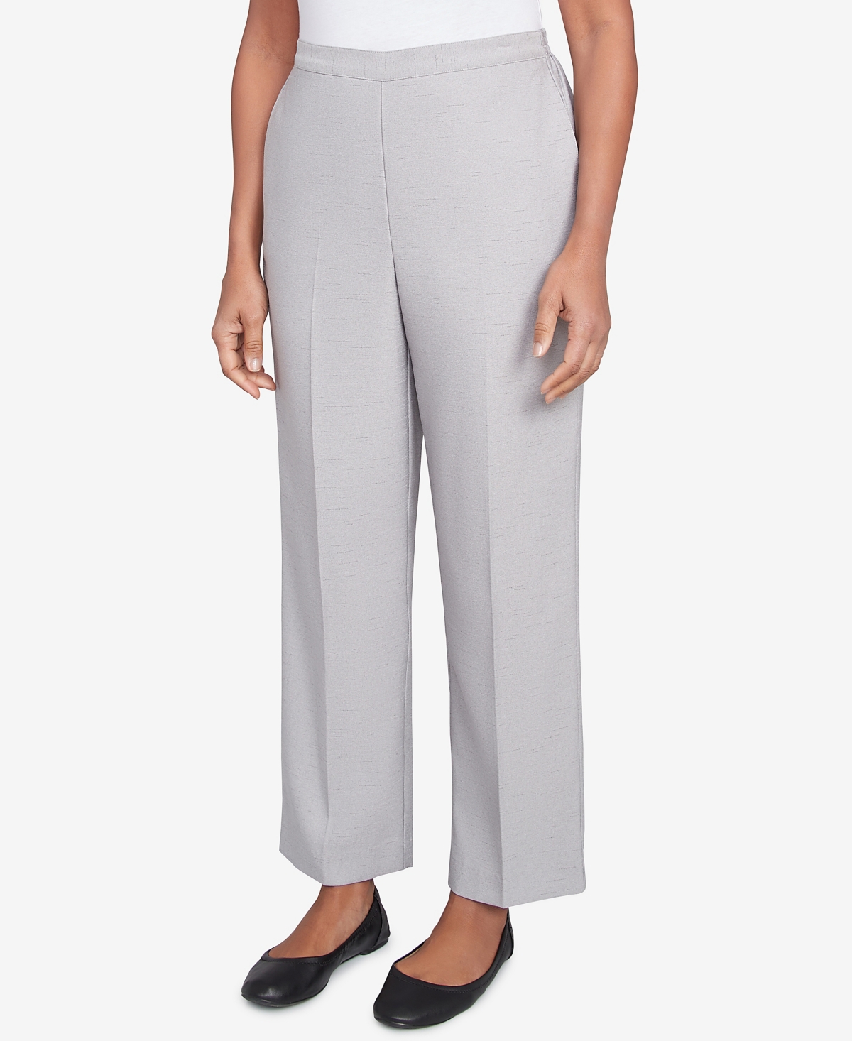Alfred Dunner Petite Estate Of Mind Estate Pull-on Medium Length Pants In Dove Grey