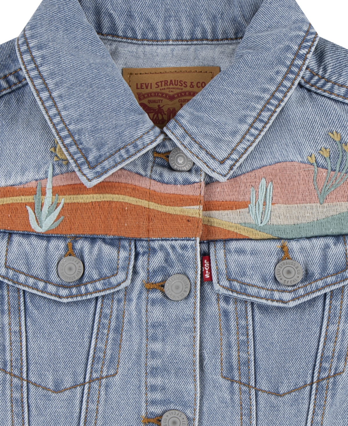 LEVI'S BIG GIRLS EMBROIDERED DENIM VEST 