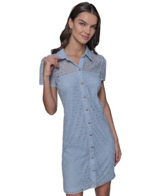 KARL LAGERFELD PARIS - Women's Graphic Lace Shirtdress