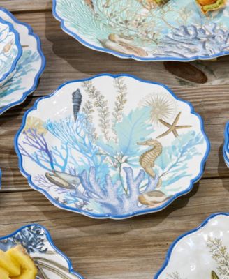 Blue Lagoon Melamine 4-Pc. Dinner Plates, Service For 4