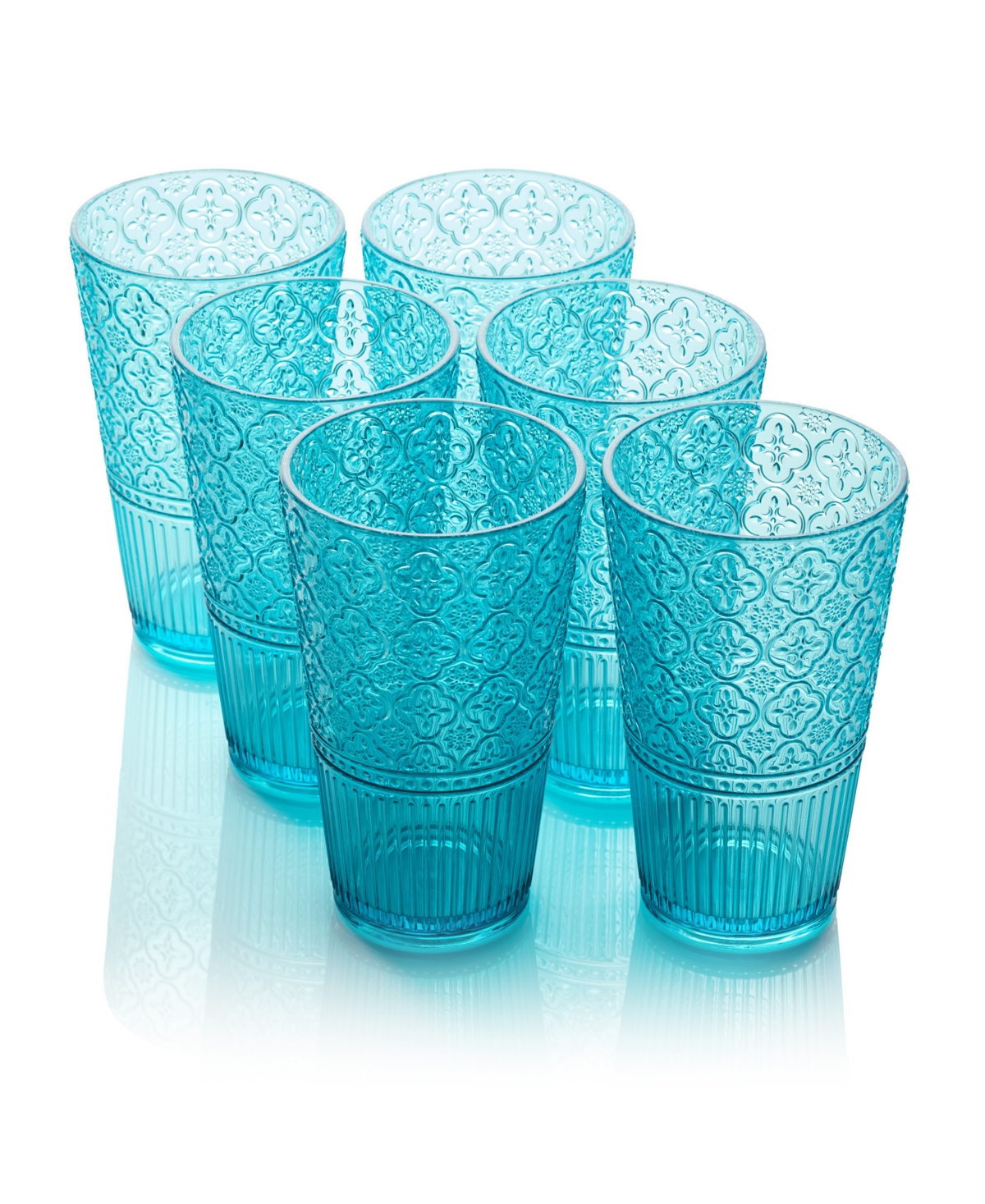 Certified International Set Of 6 Santa Fe 22oz Acrylic Ice Tea Glasses In Aqua