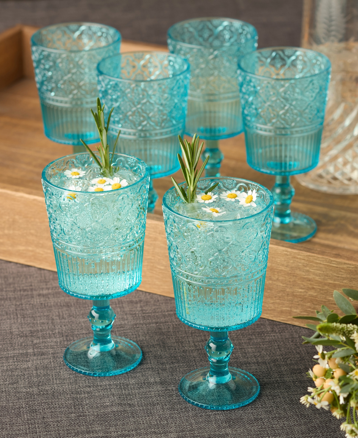 Certified International Set Of 6 Victoria 14oz Acrylic All Purpose Goblets In Aqua