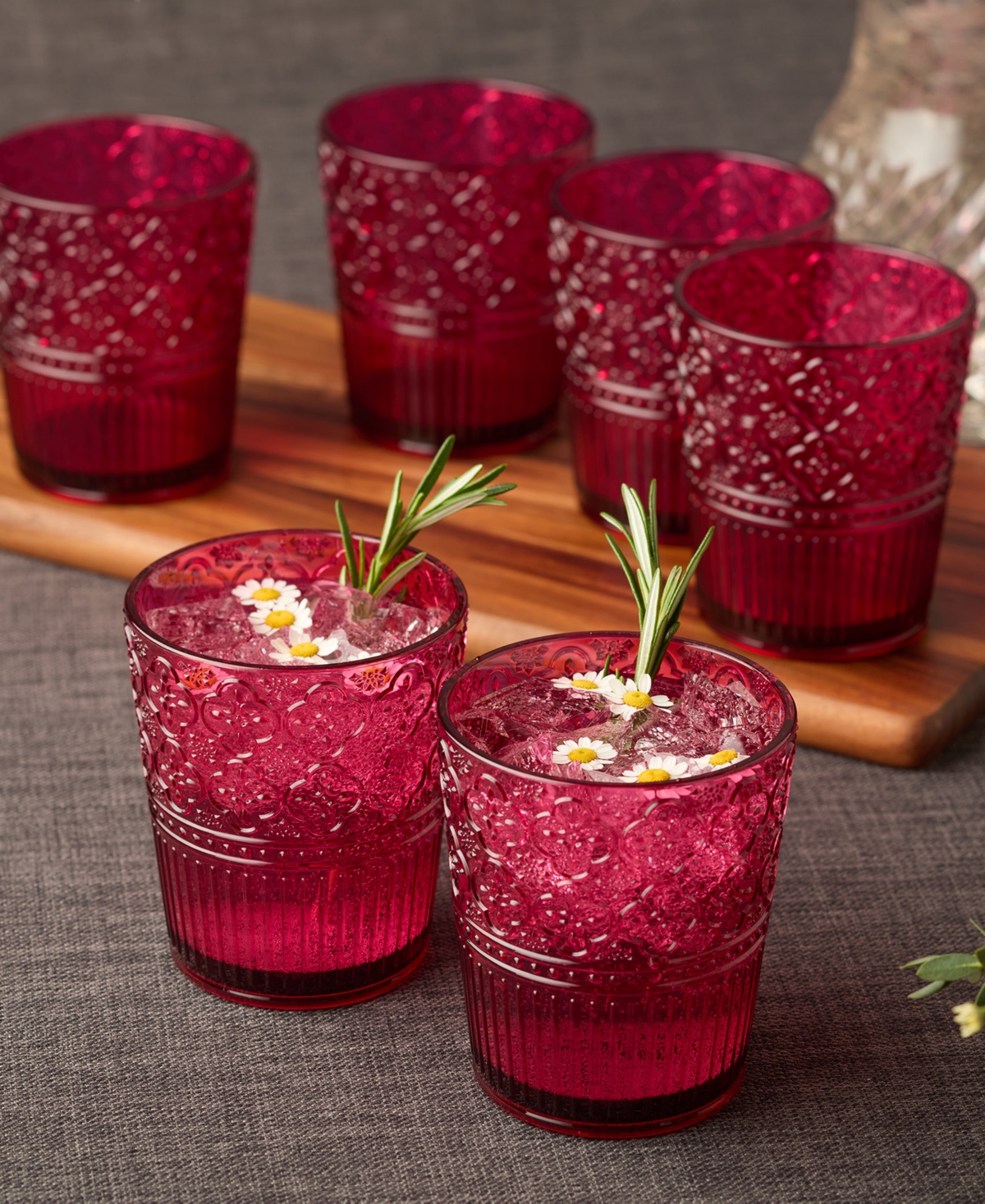 Certified International Set Of 6 Victoria 22oz Acrylic Ice Tea Glasses In Ruby