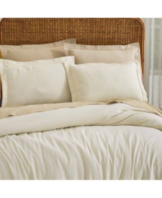 Cotton Linen Blend Solid 3-Piece Duvet Cover Set, Full/Queen