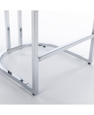 Set of 2 Velvet Counter Height Stools, 25.2" Kitchen Island Chairs with Button Tufted Back, Rivet Trim and Chrome Metal Base