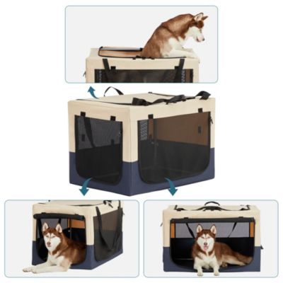 Adjustable Fabric Cover by Spiral Iron Pipe, Strengthen Sewing Dog Travel Crate 3 Door Design