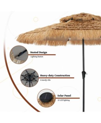 10 Ft Hawaiian Beach Parasol Outdoor Umbrella with Solar Lights