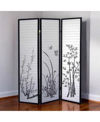 Naturistic Print 3-Panel Room Divider for Stylish Home Partitioning