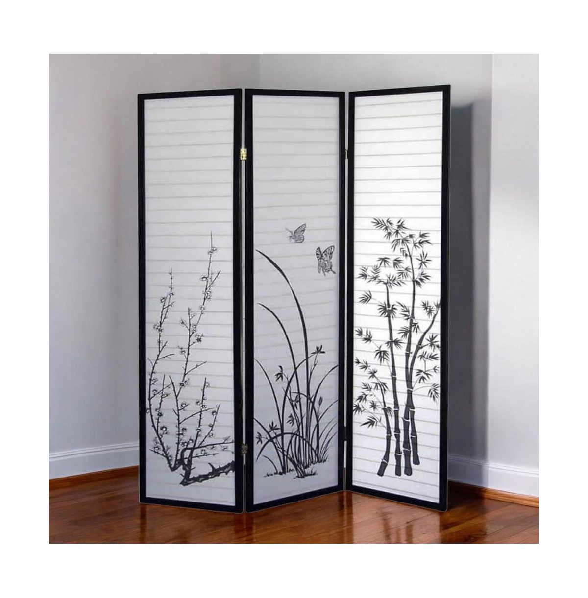 Naturistic Print 3-Panel Room Divider for Stylish Home Partitioning