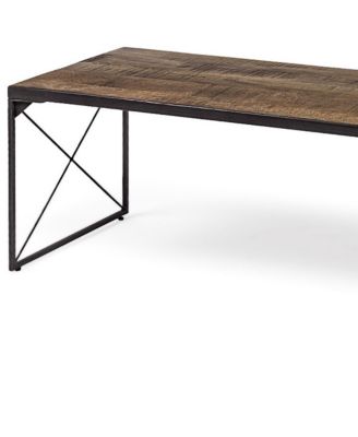 Mango Wood Top and Iron Base Accent Bench – Rectangular Design for Entryway & Living Room