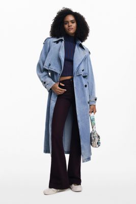 Women's Denim trench coat with belt