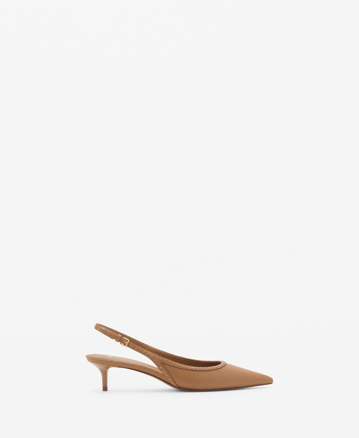 Mango Kitten-heel Shoes With Stud Detail Medium Brown In Medium Brown