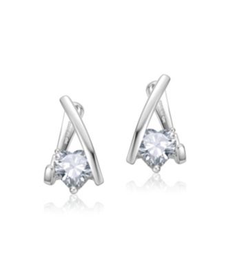 White Gold Plated or 14K Gold Plated with Clear Cubic Zirconia Huggie Style Earrings