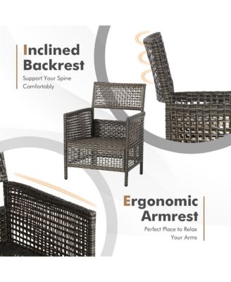 3PCS Patio Wicker Bistro Set Furniture Set PE Rattan Table Set w/ Cushions