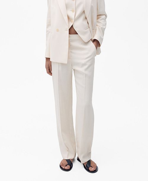 alfani MANGO Women's Straight Suit Trouser Pants Women's Fashion Shoes & Accessories