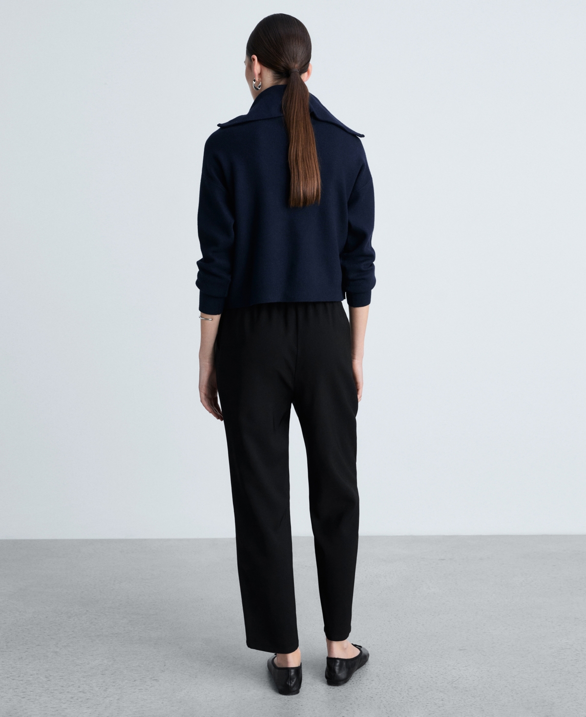 Mango Elastic Waist Jogger Trousers In Black