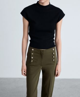 Women's Jewel Buttoned Straight Pants