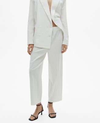 MANGO - Women's Linen-Blend Culotte Suit Pants