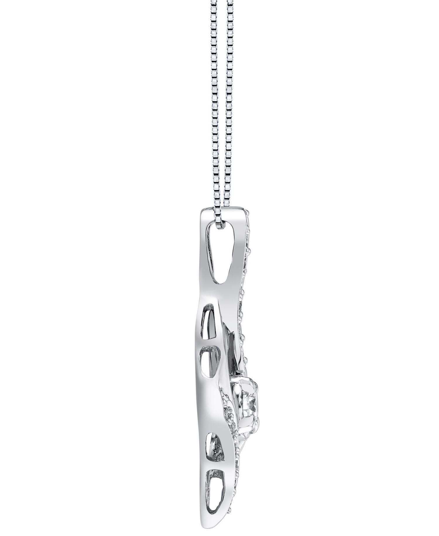 Diamond Ribbon Pendant Necklace (3/8 ct. t.w.) in 14k White or Yellow Gold