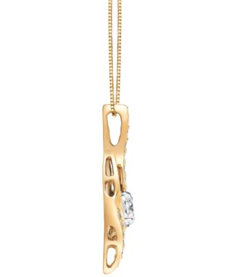 Diamond Ribbon Pendant Necklace (3/8 ct. t.w.) in 14k White or Yellow Gold 