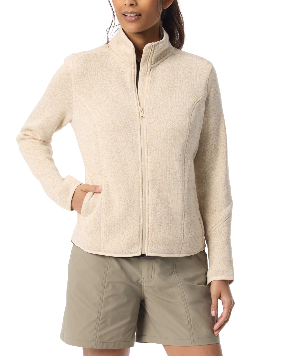 Women's Minimal Fleece Long Sleeves Jacket - Denim Blue