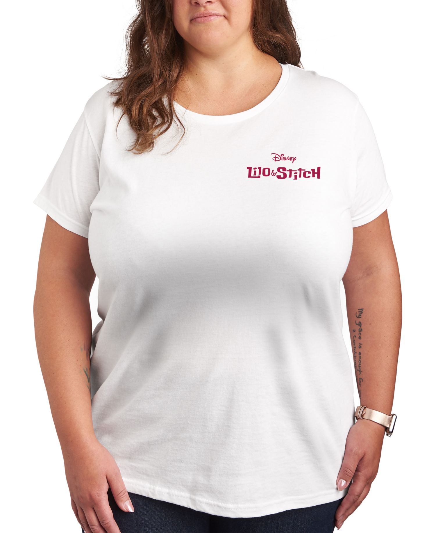 Plus Size Lilo Stitch Ohana Records Graphic T-Shirt