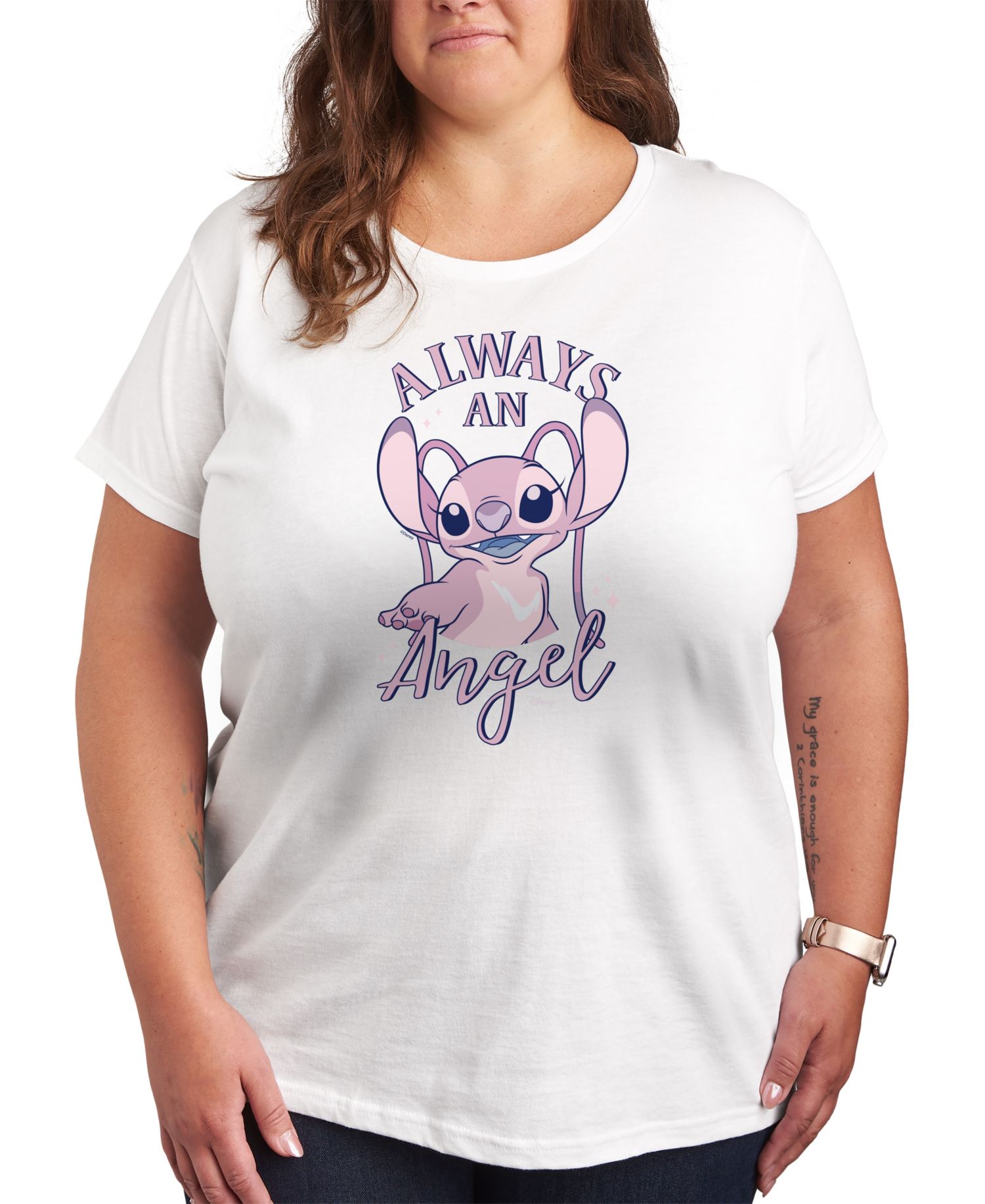 Plus Size Lilo Stitch Always an Angel Graphic T-Shirt