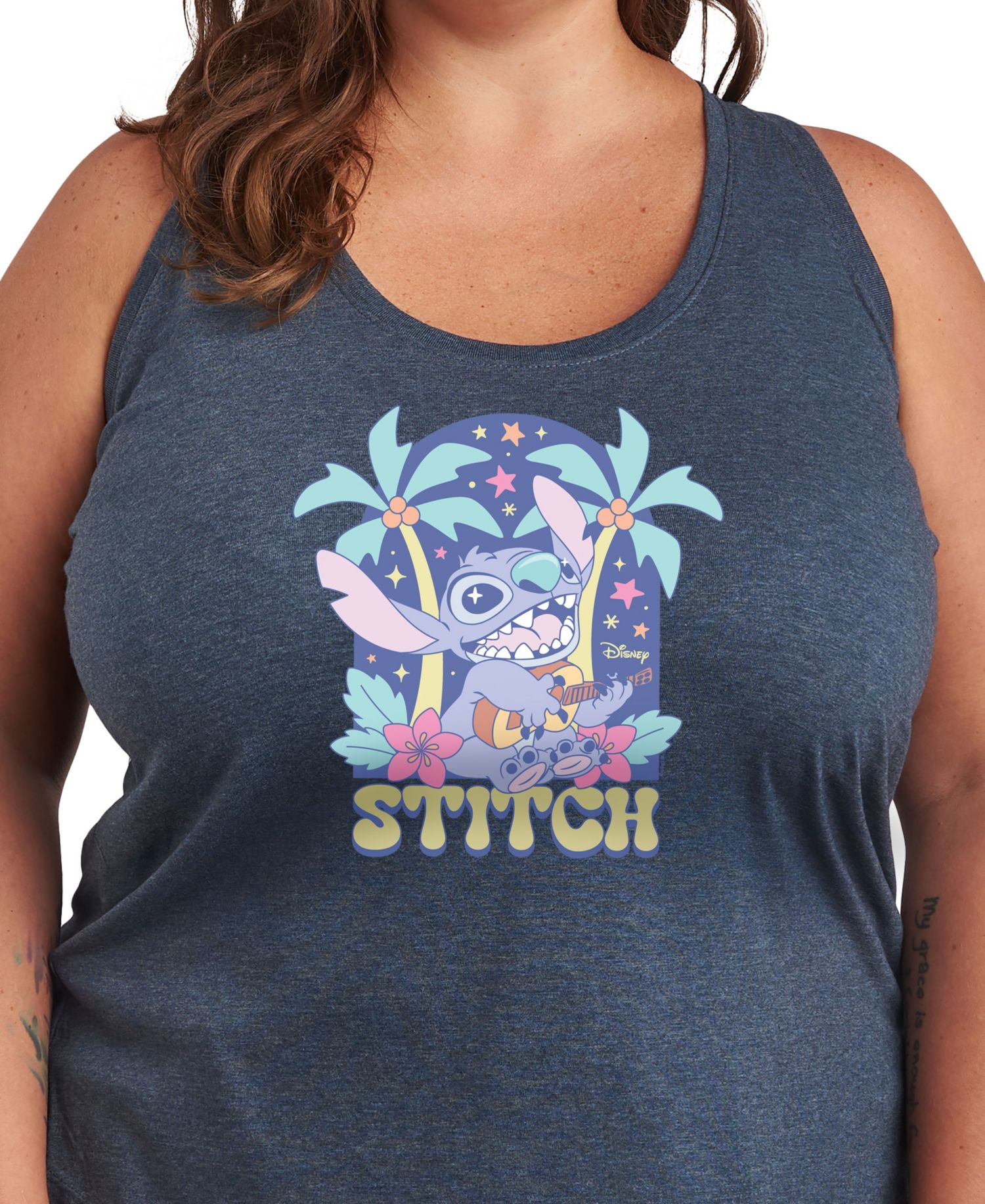 Plus Size Lilo Stitch Ukuleles Graphic Tank Top
