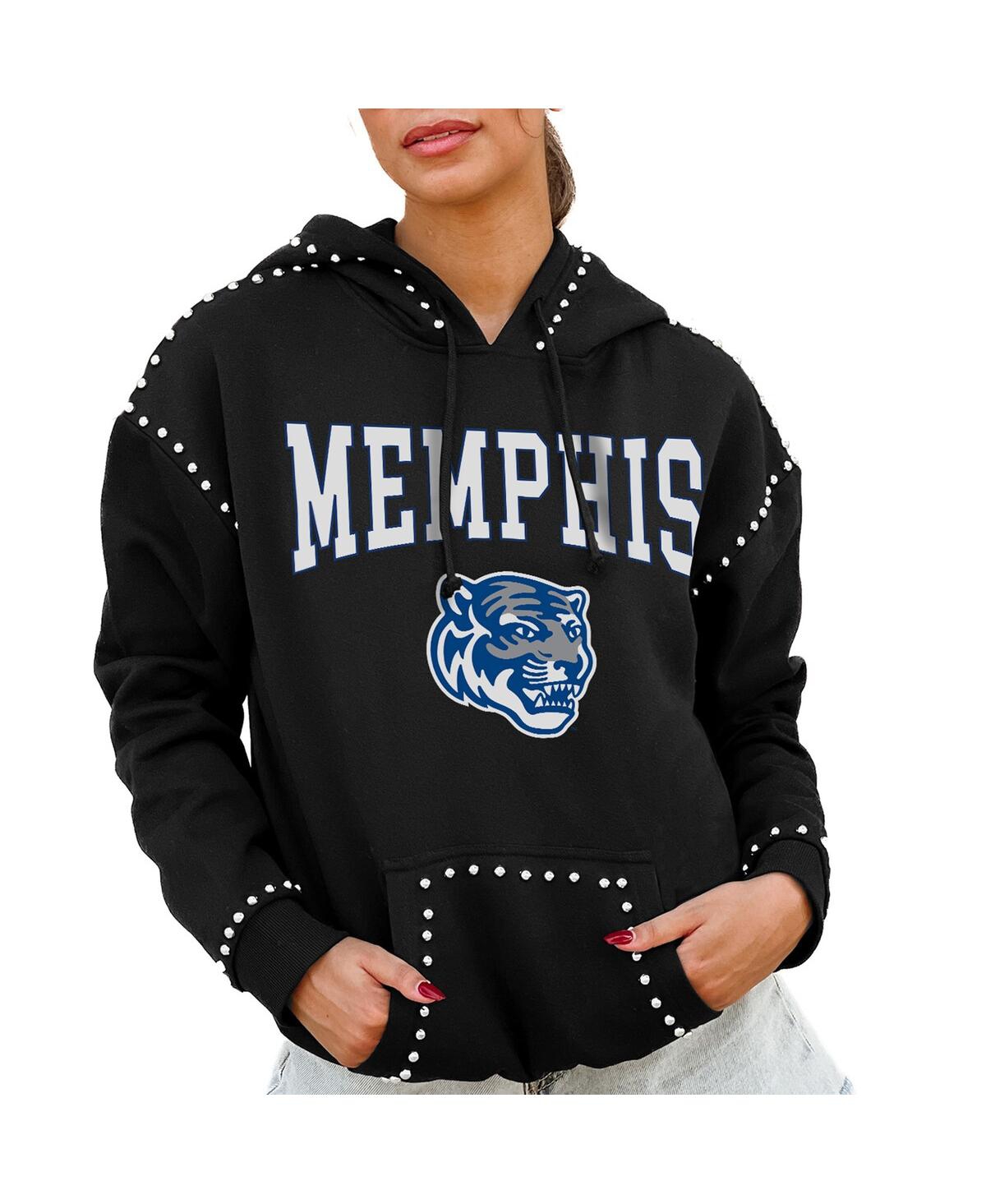 GAMEDAY COUTURE WOMEN'S BLACK MEMPHIS TIGERS STUDDED PULLOVER HOODIE 