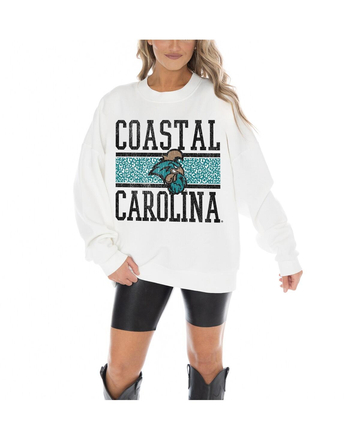 Shop Gameday Couture Women's White Coastal Carolina Chanticleers Fair Catch Pullover Sweatshirt