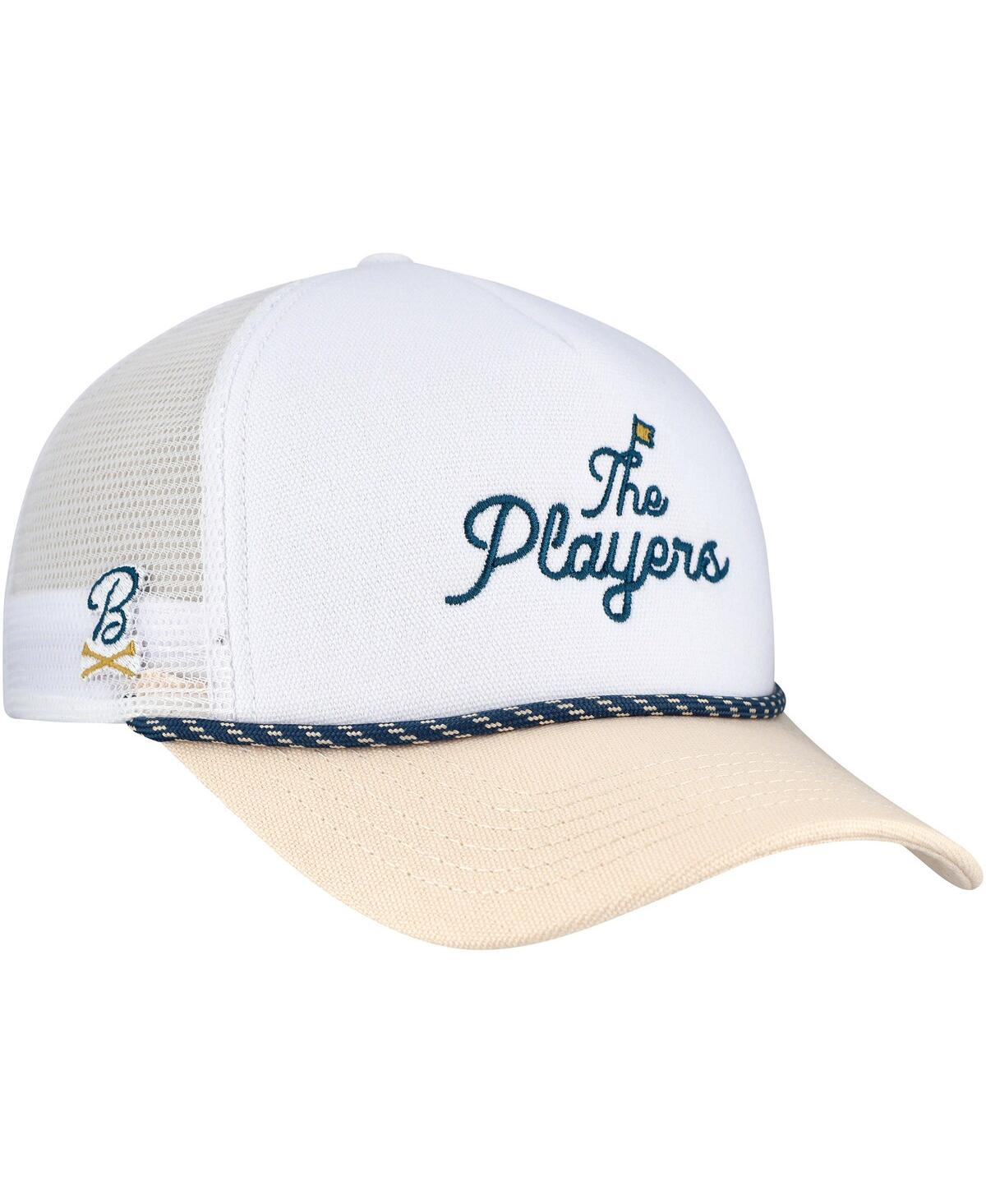 Shop Barstool Golf Men's White/tan The Players Nailhead Canvas Rope Adjustable Hat In White,tan