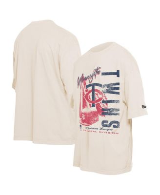 New Era - Men's Cream Minnesota Twins Cooperstown Collection Oversized Throwback Distressed T-Shirt