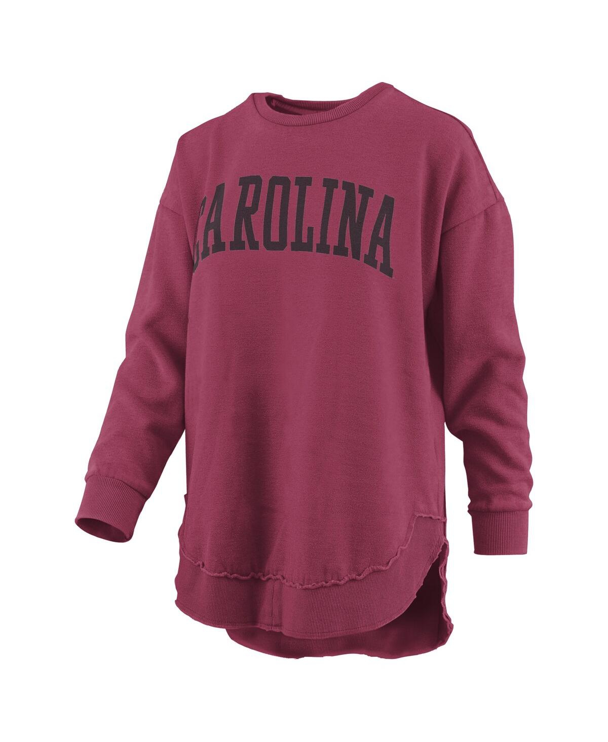 PRESSBOX WOMEN'S GARNET SOUTH CAROLINA GAMECOCKS MELANGE PONCHO VINTAGE FLEECE LONG SLEEVE PULLOVER SWEATSHIR 