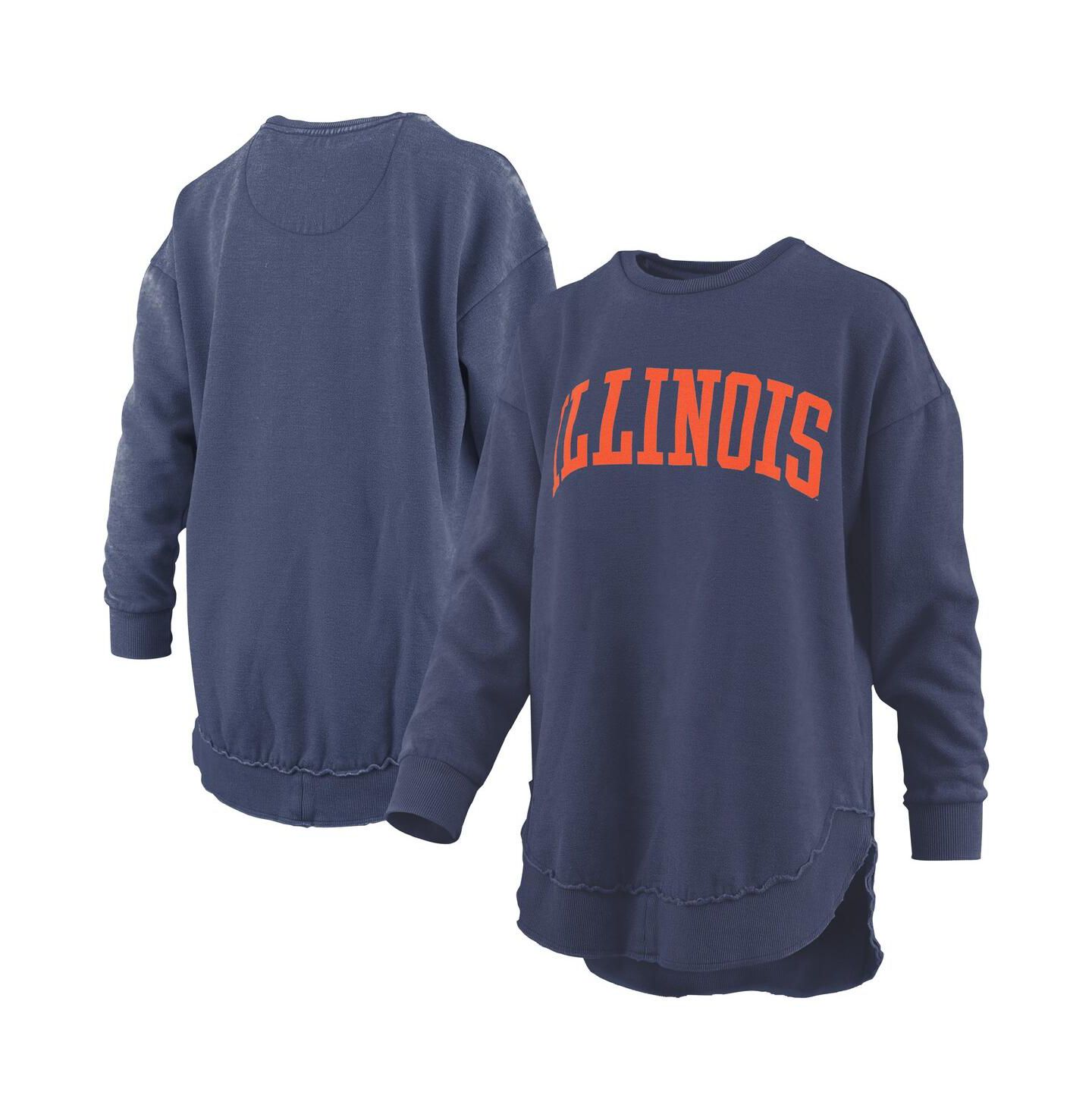 Женская толстовка Pressbox Navy Illinois Fighting Illini Melange Poncho Vintage Fleece Long Sleeve Pullover — фото 1