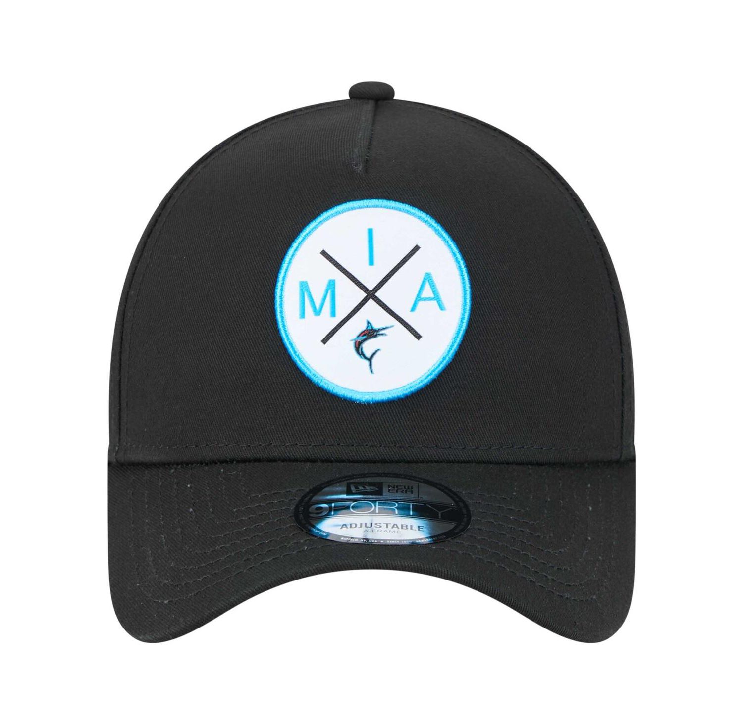 Men's Black Miami Marlins 9FORTY A-Frame Adjustable Hat