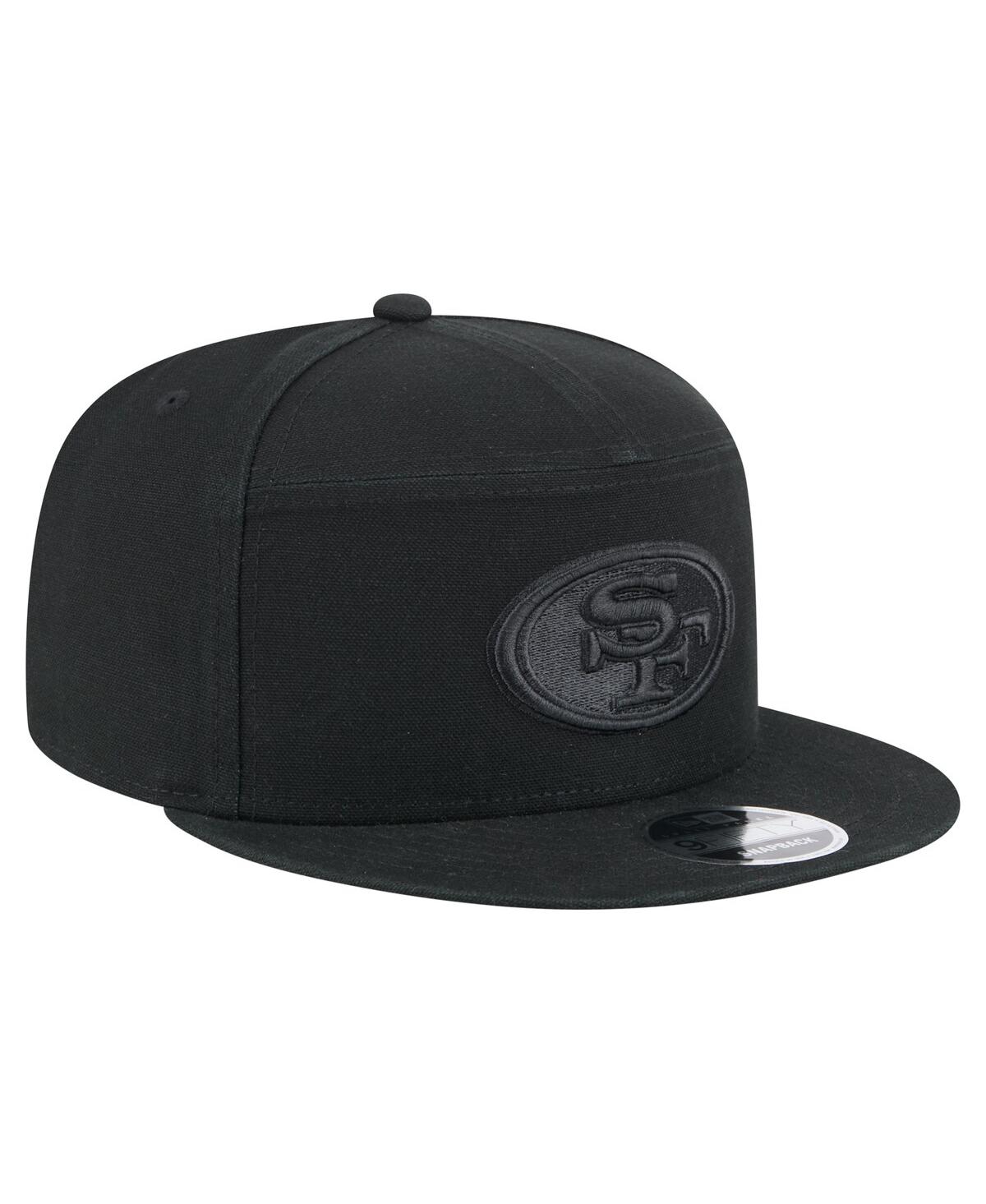 NEW ERA MEN'S BLACK SAN FRANCISCO 49ERS ADVENTURE CANVAS SPLIT PANEL 9FIFTY SNAPBACK HAT 