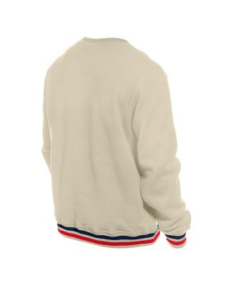 New Era Men's Cream Atlanta Braves Throwback Pullover Sweatshirt