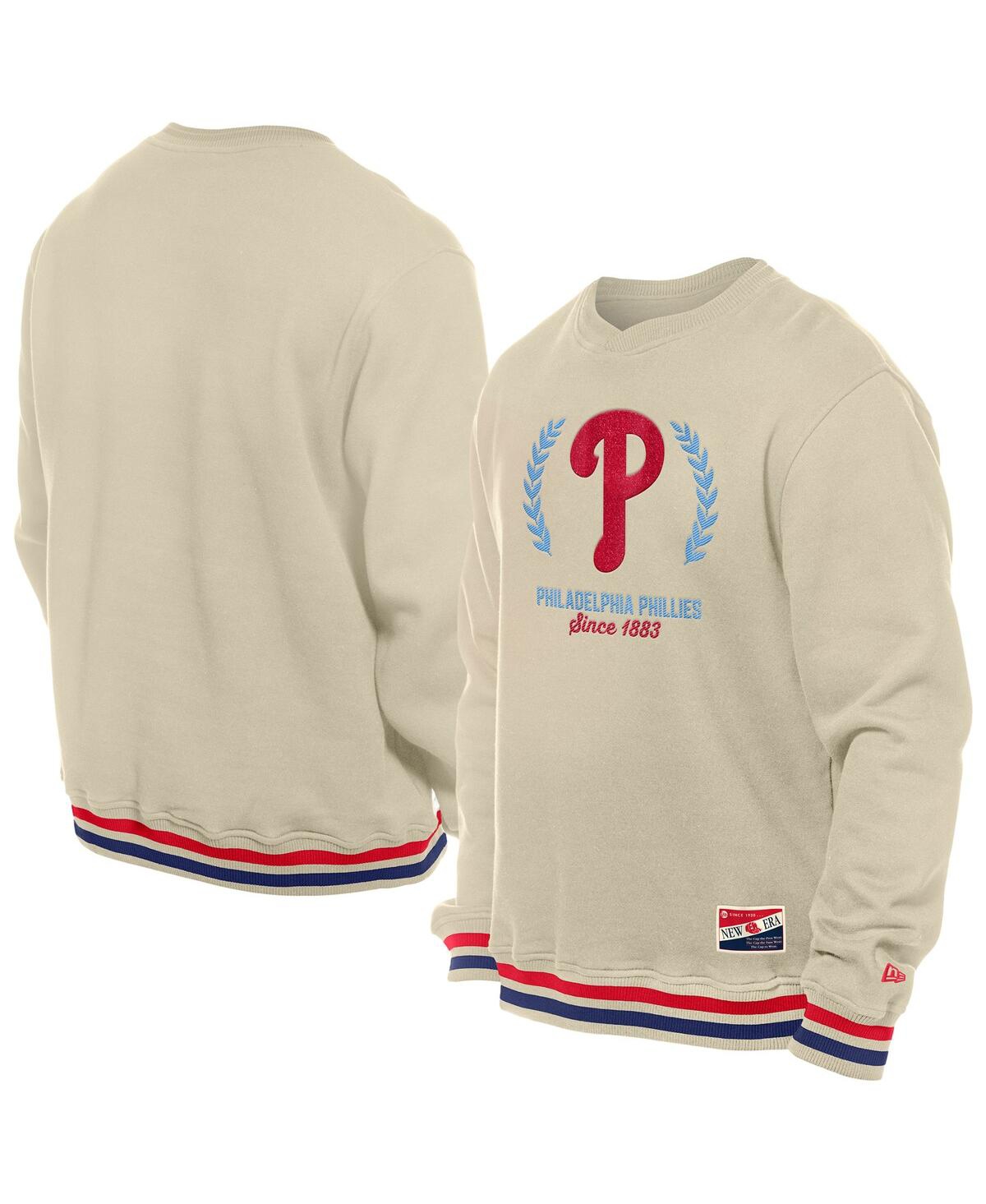 Shop New Era Men's Cream Philadelphia Phillies Throwback Pullover Sweatshirt
