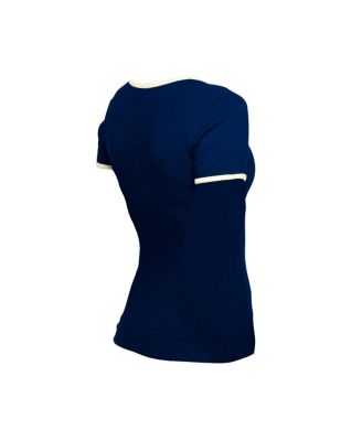 Women's Navy Atlanta Braves Throwback Lace Up T-Shirt