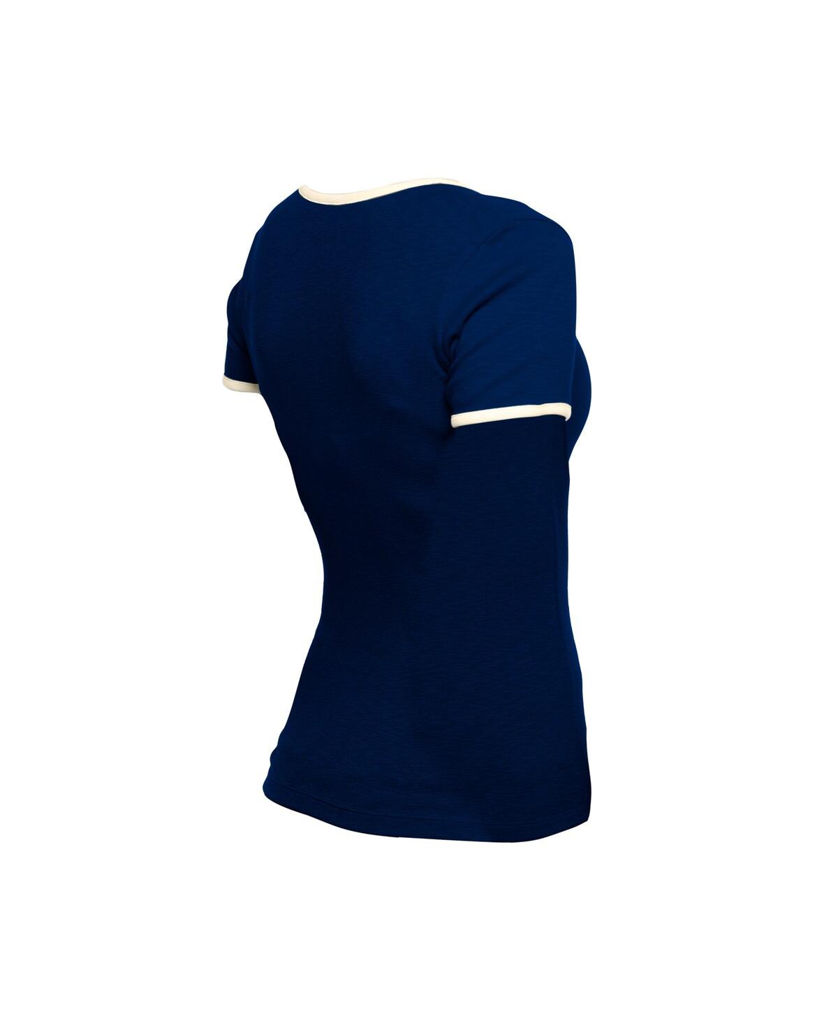 NEW ERA WOMEN'S NAVY ATLANTA BRAVES THROWBACK LACE UP T-SHIRT 
