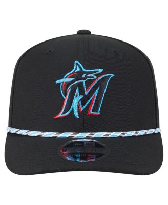 Men's Black Miami Marlins Multi-Rope 9SEVENTY Stretch-Snap Hat