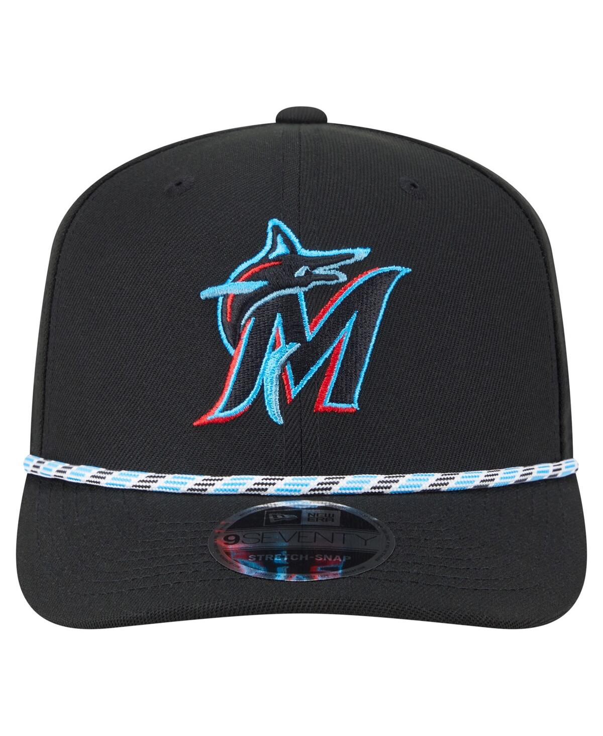 New Era Men's Black Miami Marlins Multi-rope 9seventy Stretch-snap Hat In Black