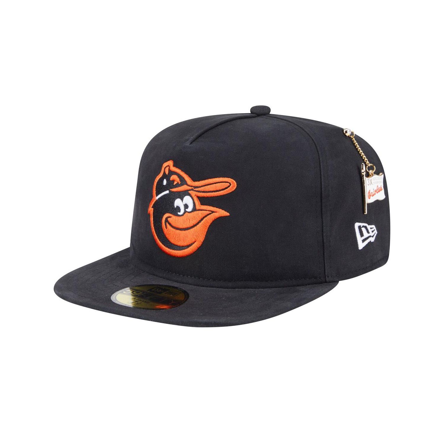 Men's Black Baltimore Orioles Championship Side Flag A-Frame 59FIFTY Fitted Hat