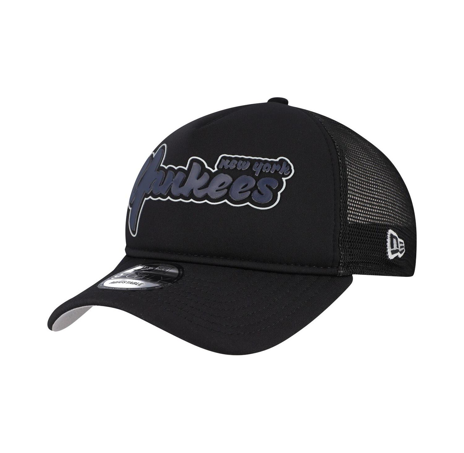 Men's Black New York Yankees Retro Bold A-Frame Trucker 9FORTY Adjustable Hat