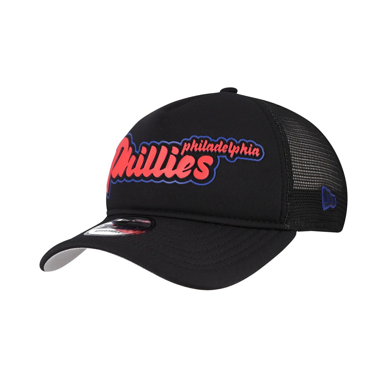 Men's Black Philadelphia Phillies Retro Bold A-Frame Trucker 9FORTY Adjustable Hat