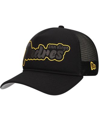 New Era - Men's Black San Diego Padres Retro Bold A-Frame Trucker 9FORTY Adjustable Hat