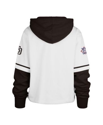 Women's White San Diego Padres Trifecta Shortstop Cropped Pullover Hoodie