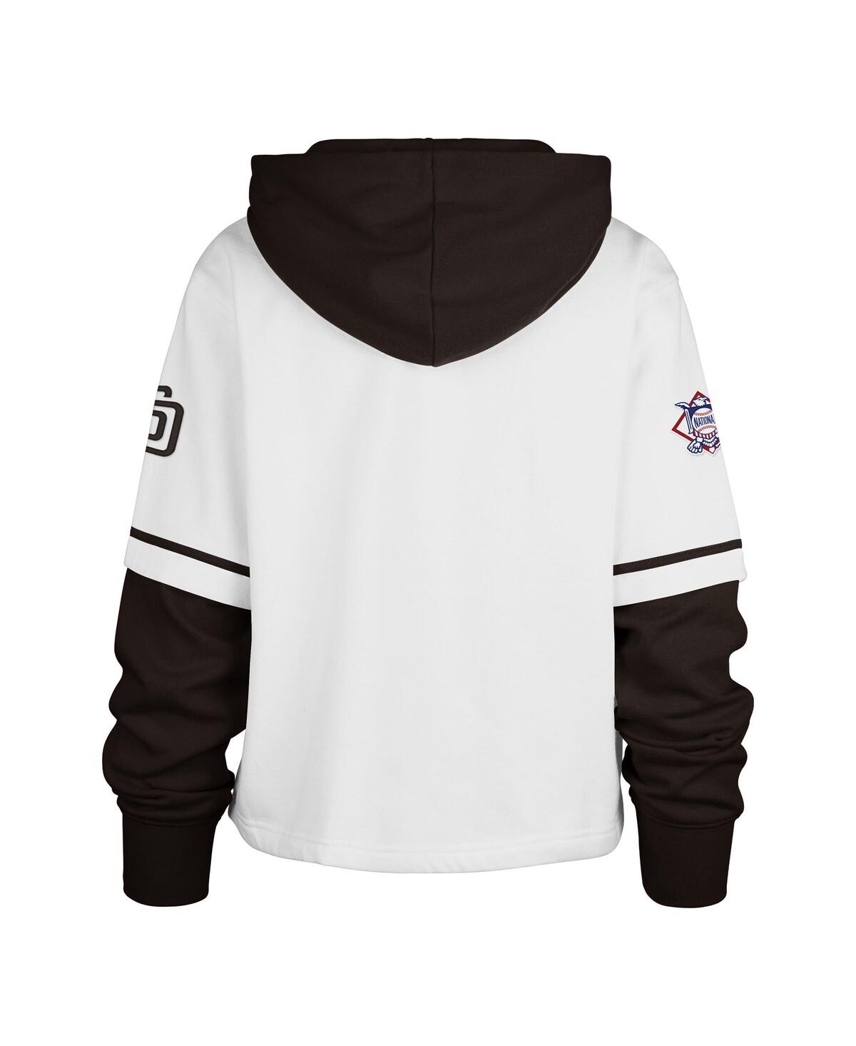 47 BRAND WOMEN'S WHITE SAN DIEGO PADRES TRIFECTA SHORTSTOP CROPPED PULLOVER HOODIE 