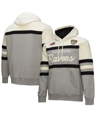Mitchell & Ness - Men's Heather Gray Baltimore Ravens Head Coach Vintage Logo Pullover Hoodie